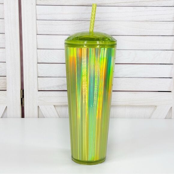 Starbucks Lime Kaleidoscope Iridescent Tumbler Cup With Straw Lid 24oz Venti - Picture 3 of 9